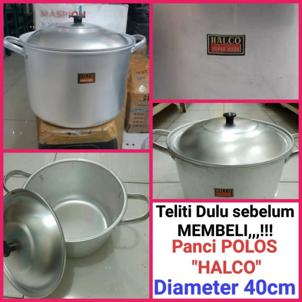 panci aluminium POLOS panci tinggi panci bubur panci sop panci air HALCO diameter 40cm