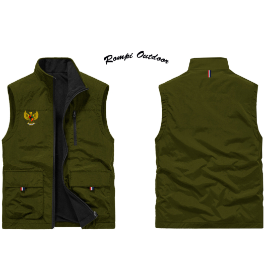 Rompi Vest Pria | Rompi Logo Garuda Indonesia | Rompi Kasual Bisa Custom Logo & Nama Design Sendiri