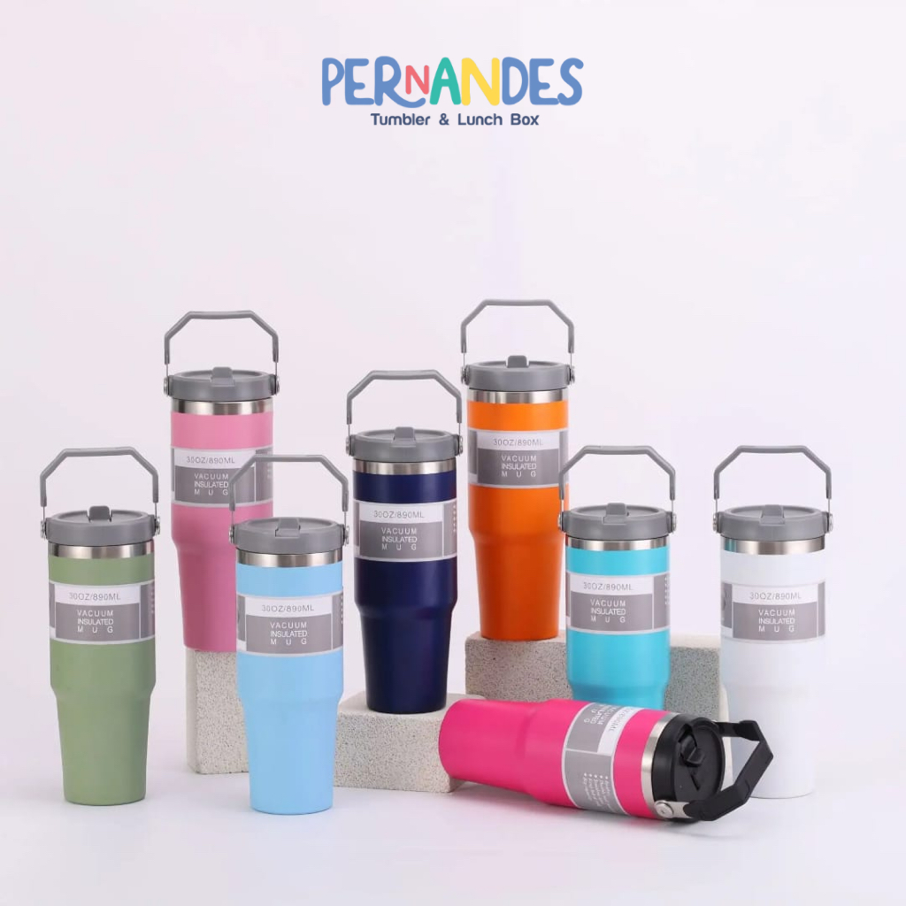 Tumbler Stainless 890ml Model Tyeso Classic - Botol Minum Thermos Jumbo Tahan Panas Dingin & Handle