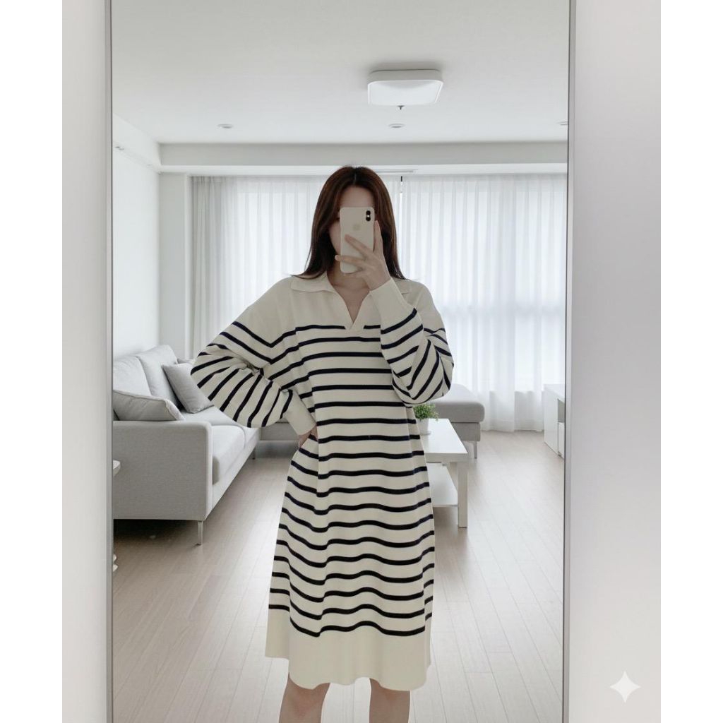 Uniqlo Stripe Knit Dress Long Sleeve
