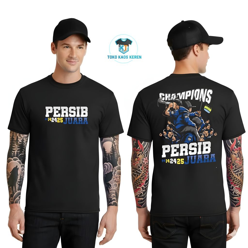 Baju Kaos Persib Champion Tshirt Cowok Keren Pakaian Pria Casual Unisex