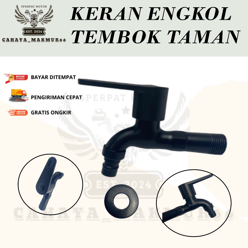 KERAN AIR TEMBOK MINIMALIS KAMAR MANDI HITAM/KERAN TAMAN/KERAN KAMAR MANDI