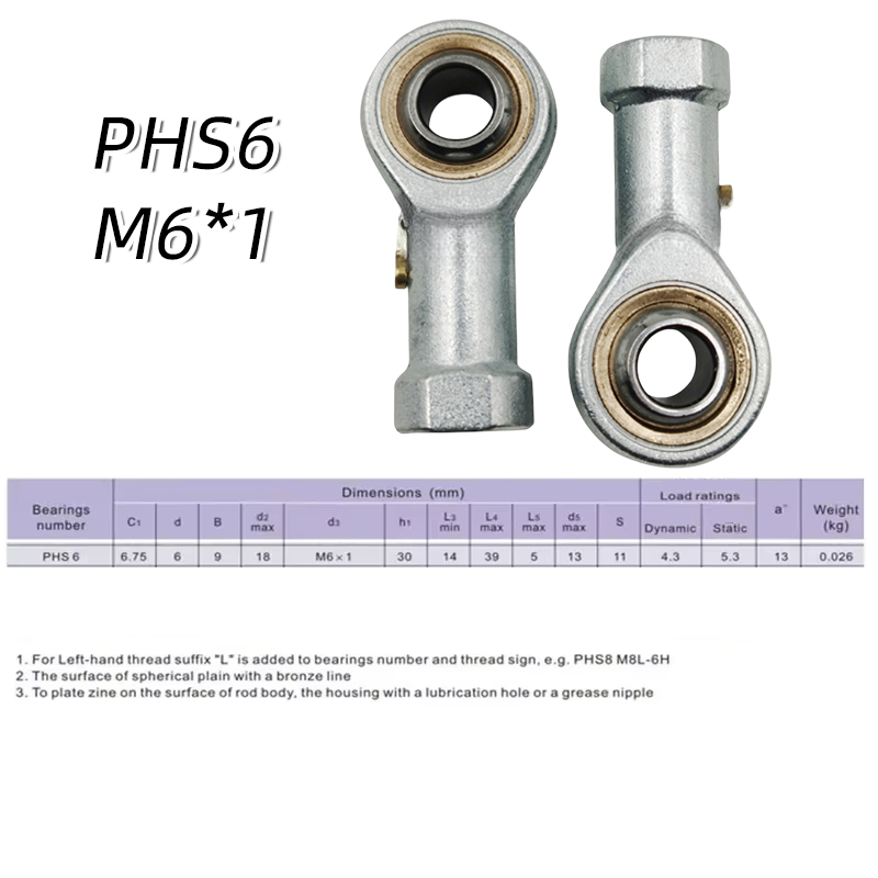 PHS5/6/8/10 Bearing Rod End / Fish Eye Bearing / Rod End Joint Bearing Premium Terbaik Berkualitas