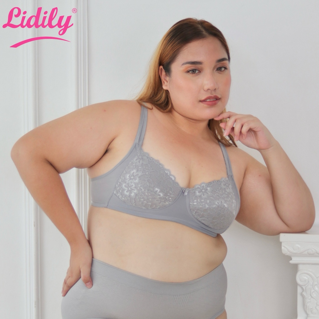 Bra Tanpa Busa Tanpa Kawat | Bh Renda Jumbo L042 Sexy Underwear Brukat Wanita 2 Kaitan | Lingerie Bi