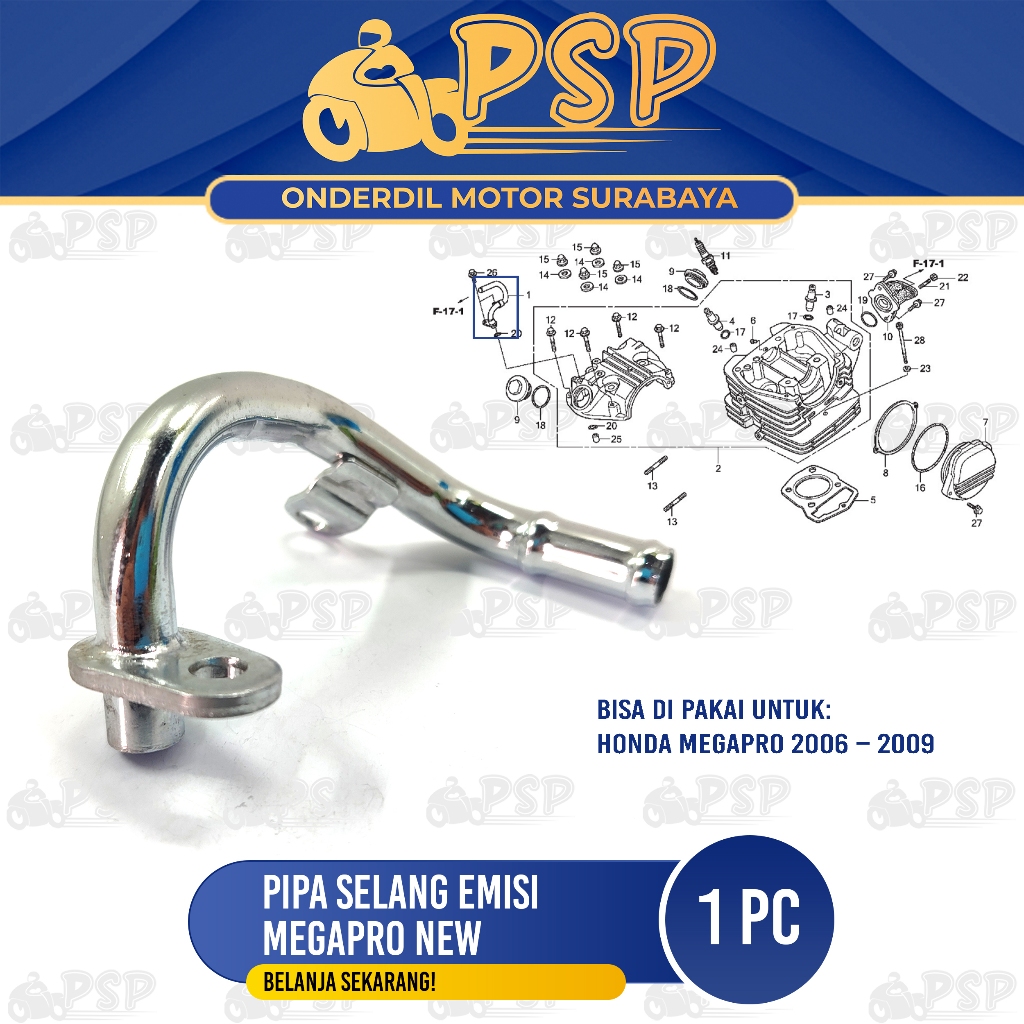 Pipa Emisi Megapro New Primus - Besi Selang AIS Honda Mega Pro Primus 2006 - 2009