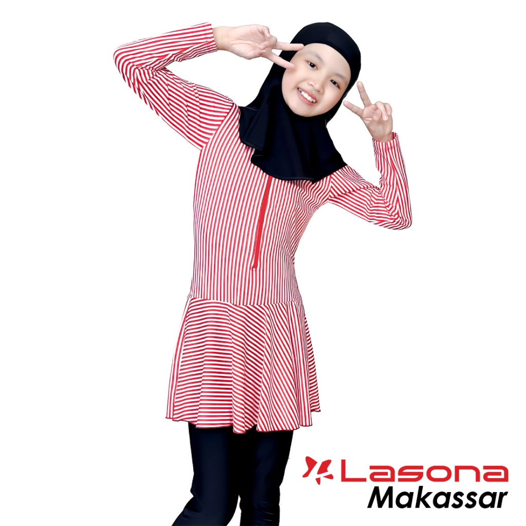 Lasona Kids Burkini Hijab Swimwear Baju Renang Muslim Anak Perempuan TRPM-K3344-L01500 Stok MAKASSAR
