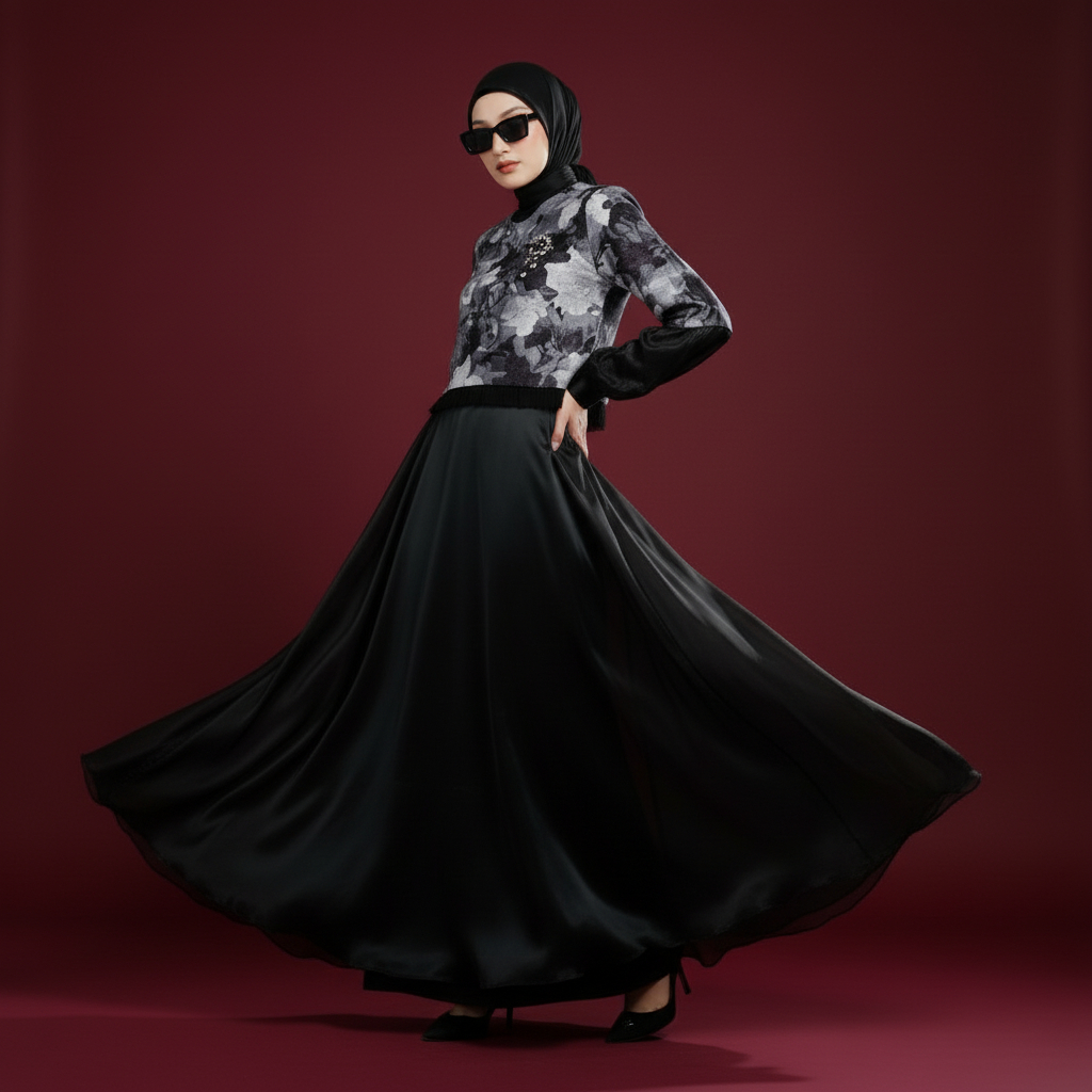 Shafira - Jahzara Dress - Gamis Muslim Wanita -  Dress Satin Organza