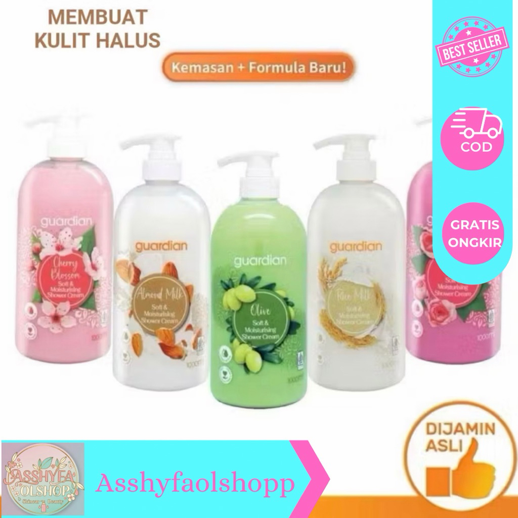Sabun mandi Guardian 1L Moisturising Shower cream dan Shower gel Essential