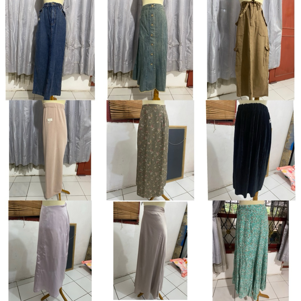 Lafiye knit span / Rok jeans / Rok denim / Vintage skirt / Velvet / Midi skirt / Cargo skirt / Satin