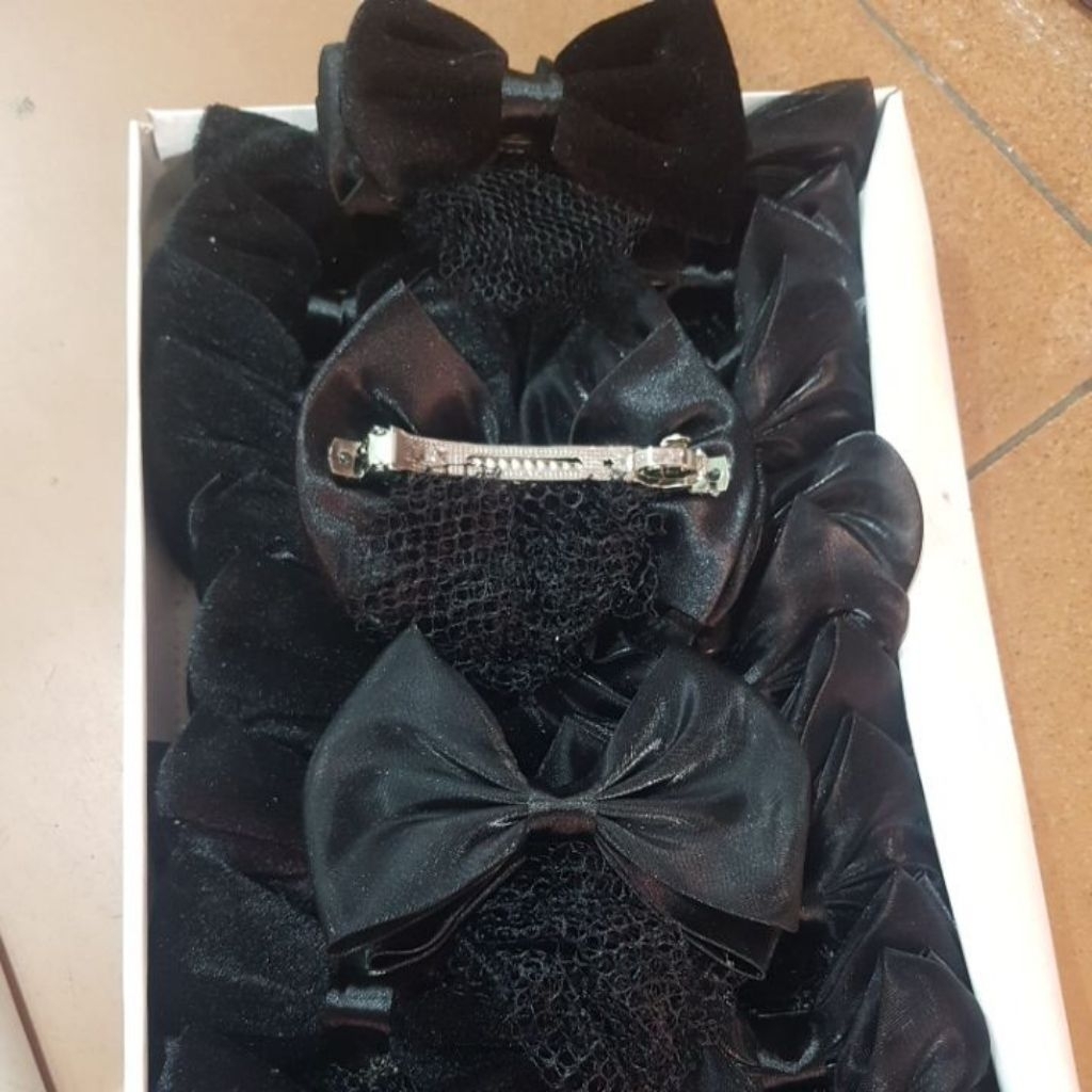 jepit otomatis harnet sanggul motif pita