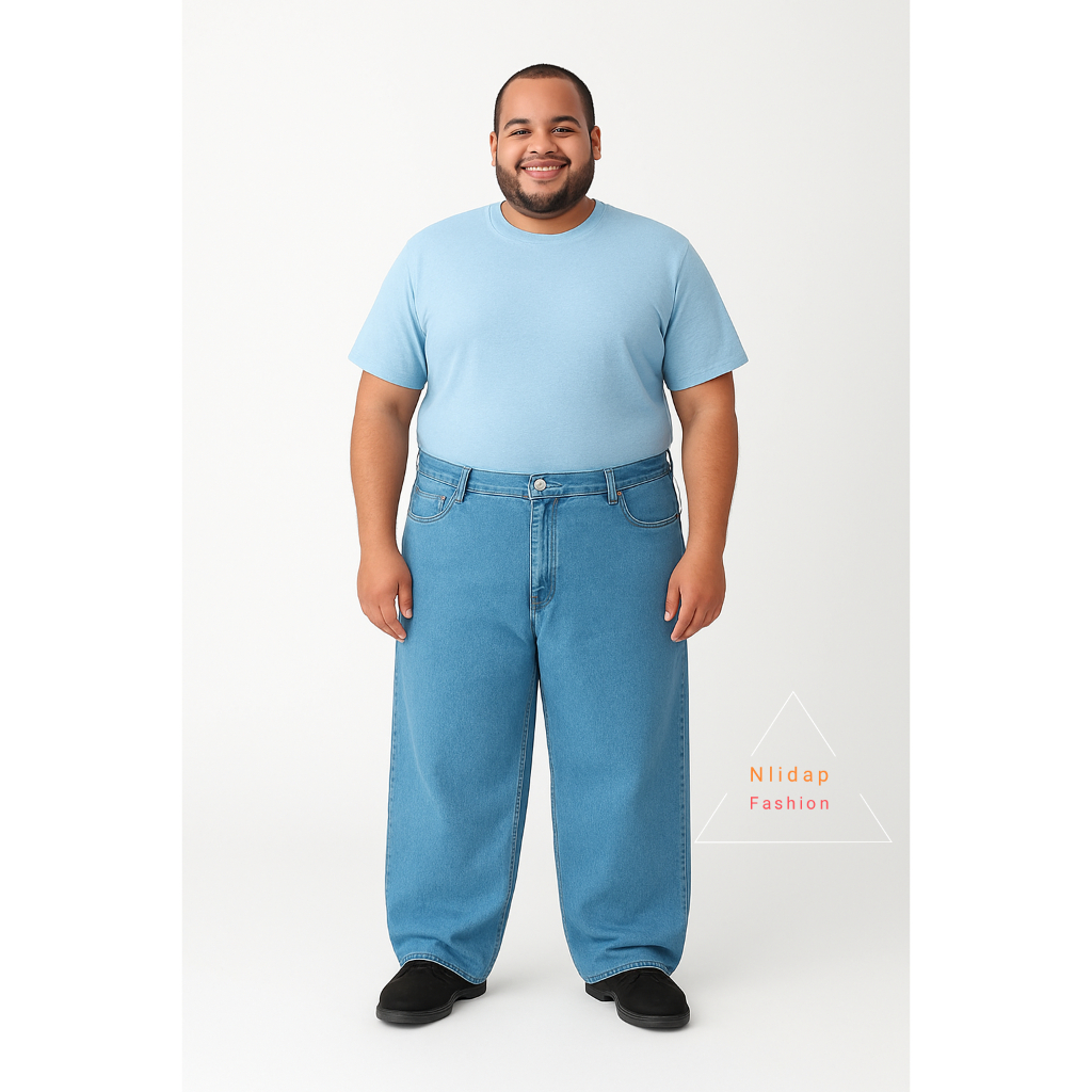 Celana Jeans Standar Reguler Super Jumbo Warna Hitam Navi Blitz