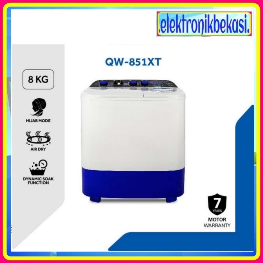 MESIN CUCI AQUA 851 XT / MESIN CUCI AQUA 8KG / MESIN CUCI AQUA 2 TABUNG 8KG / AQUA TWIN TUB 851 XT