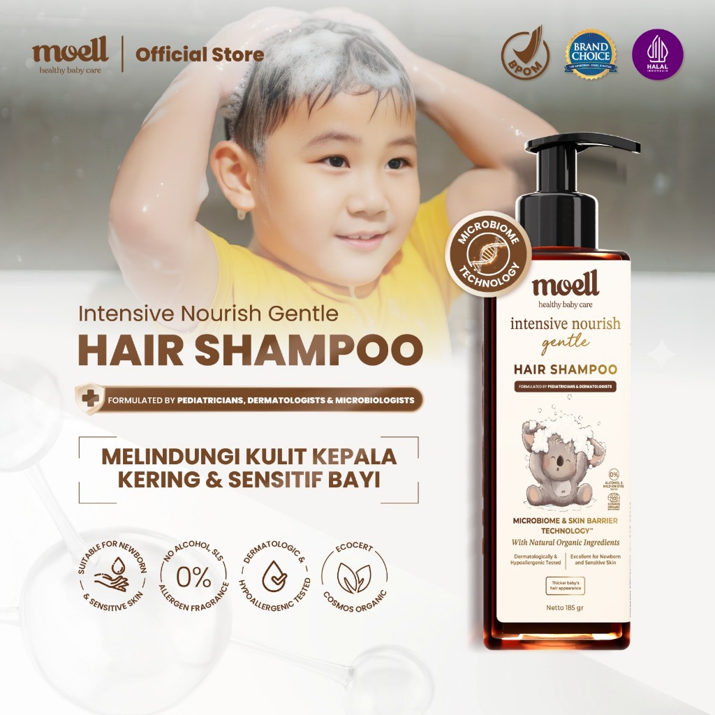 Moell Intensive Nourish Gentle Hair Shampoo Bayi Anak 185gr Dengan Calendula Oil - Kulit Kepala Sens