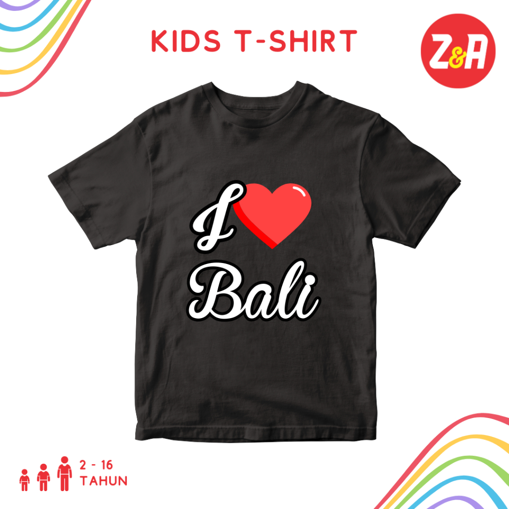 Kaos Anak I LOVE BALI | Baju Atasan Anak Lengan Pendek Tulisan i love Bali Terbaru | Tshirt Anak Lak