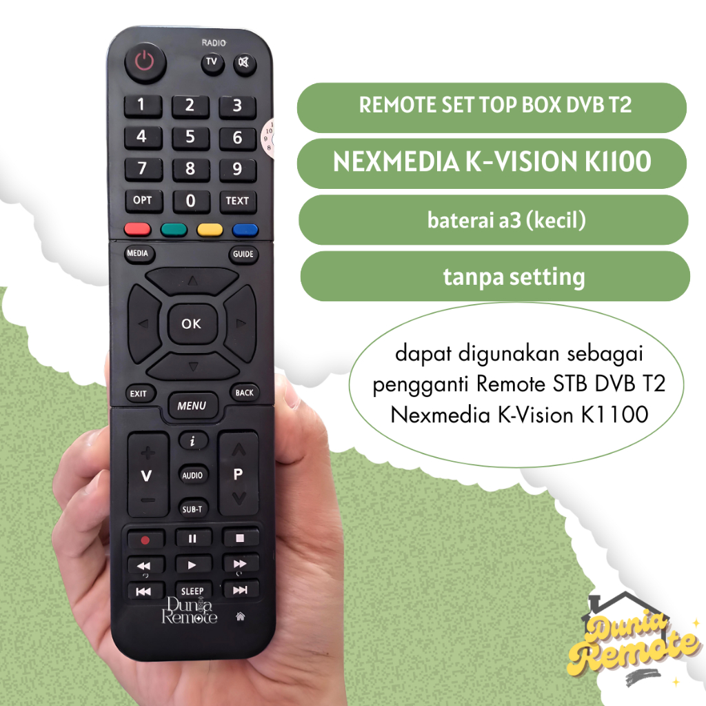 Remot Remote Receiver Parabola NEXMEDIA Set Top Box DVB T2 / K-vision K1100 STB Nex media C1100