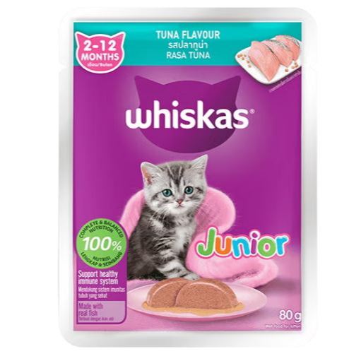 Whiskas Anak Kucing Rasa Tuna (Umur 2-12 Bulan) 80gram