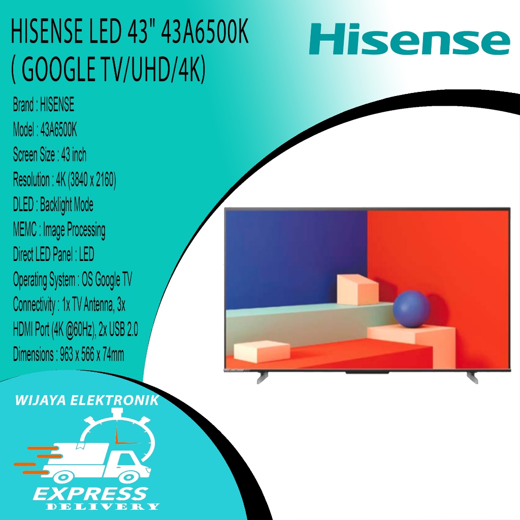 HISENSE 43A6500K ANDROID GOOGLE TV 43'' -HISENSE 43A6500K