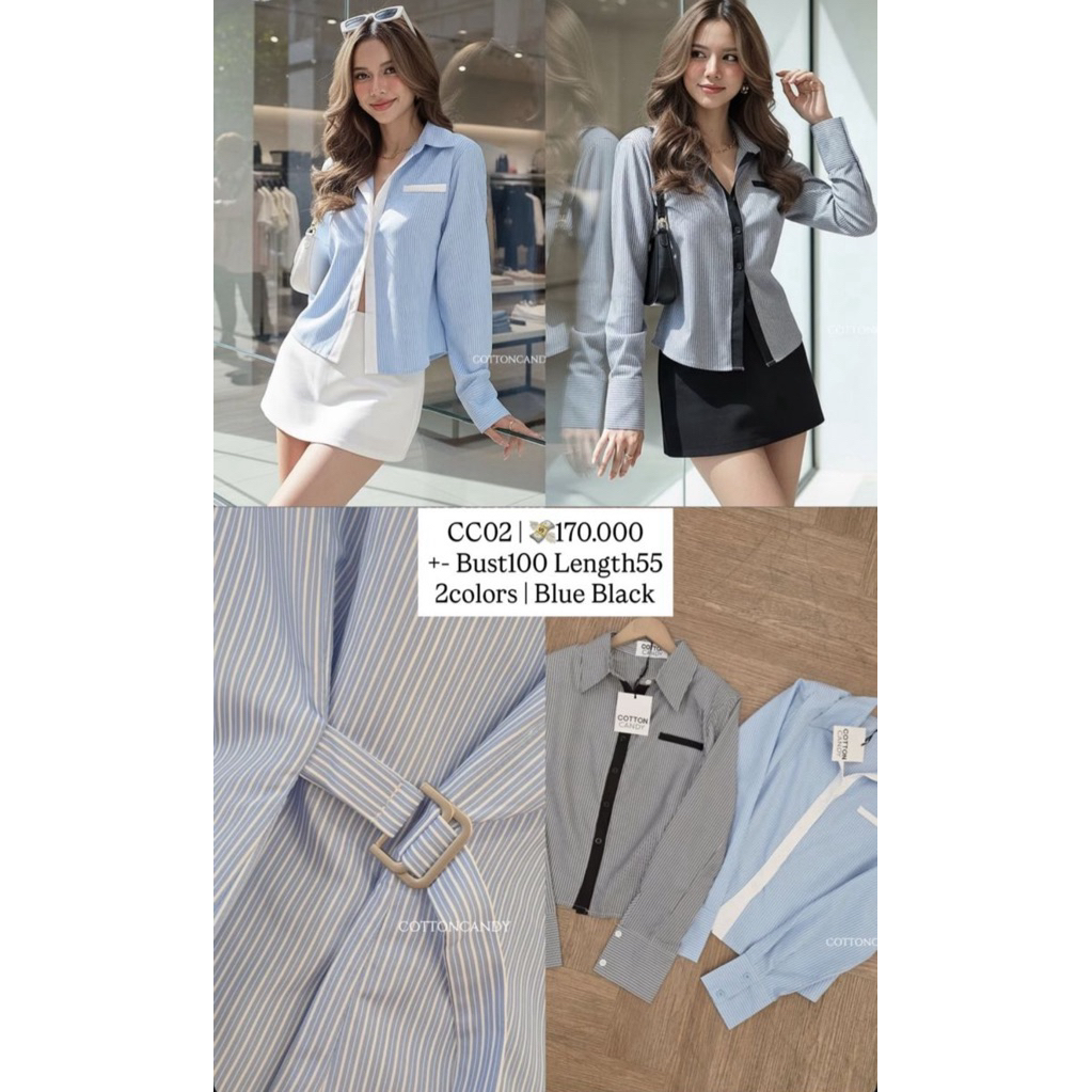 NEW NEW NEW COTTON CANDY BKK TOP BLOUSSE STRIPE IN BLUE AND WHITE | NOT DUMA THIS IS APRIL OUDRE MAV