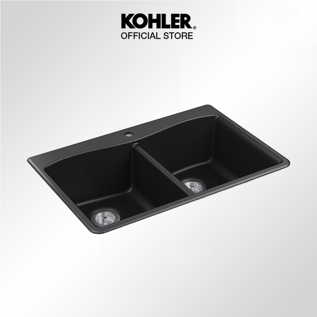 KOHLER Kennon Neoroc Bak Cuci Piring / Kitchen Sink 2 Bowls Hitam / Matte Black K-8185-1-CM1