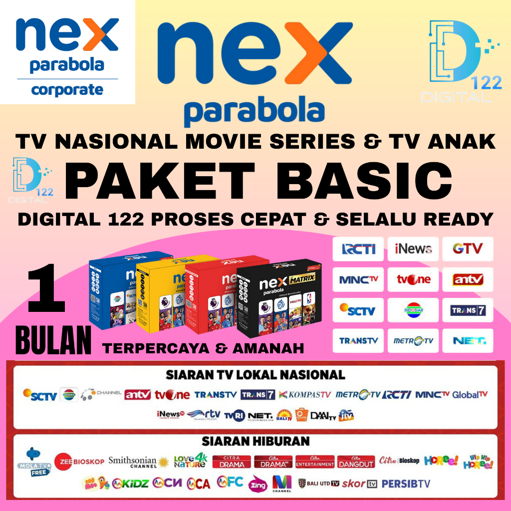 paket NEX PARABOLA BASIC+kids 1BULAN/30hari