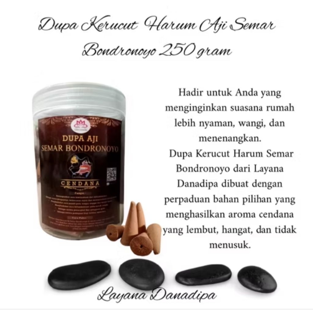 Layana Dupa Kerucut Harum Aji Semar Bondronoyo Aroma Cendana 250 gram