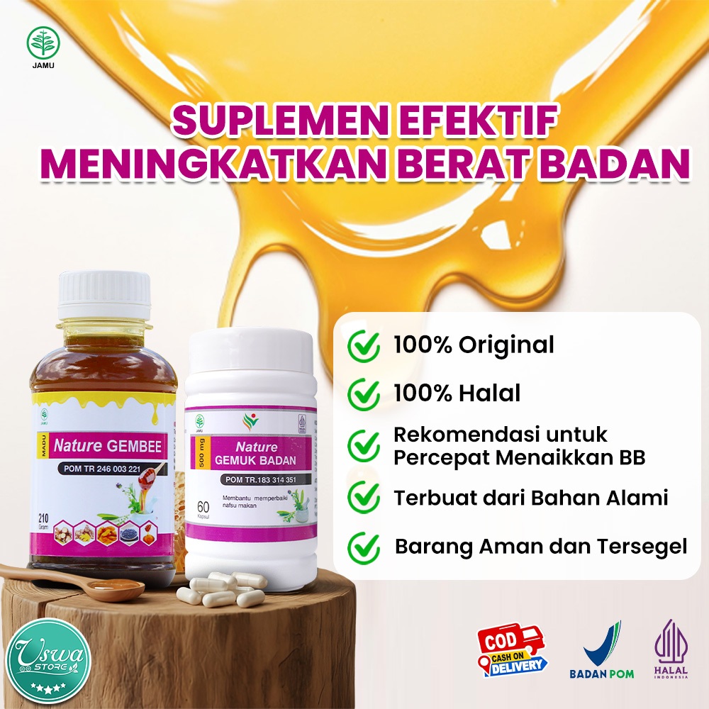 NATURE GEMUK BADAN Kapsul Dan Madu Penggemuk Badan Bpom Permanen Original Tanpa Efek Samping Aman