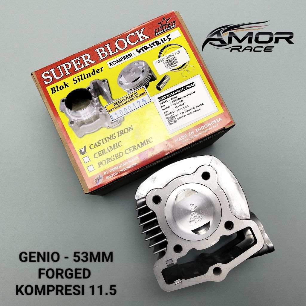 BLOK SEHER BRT GENIO BEAT DELUXE SCOOPY 2021 KOJ BORE UP UK. 53MM PIN 12 CAST IRON FORGED PISTON - K