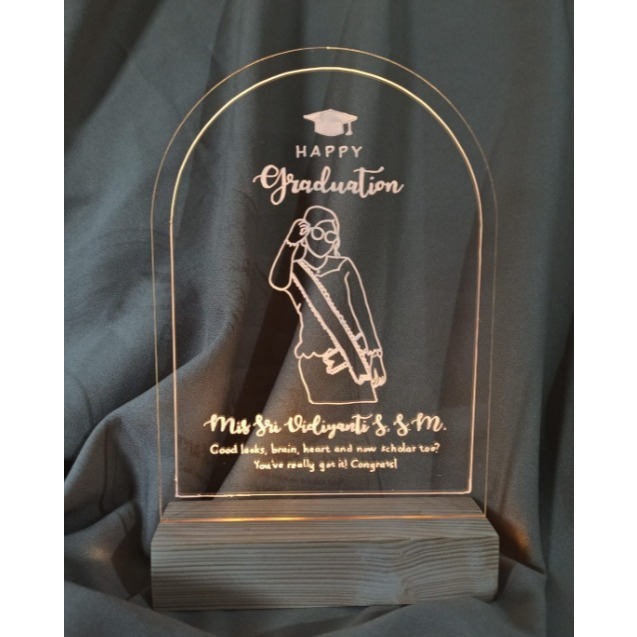 Plakat Akrilik Graduation Led | Lampu Tidur Custom | Akrilik Spotify Art | Plakat Kado Wisuda