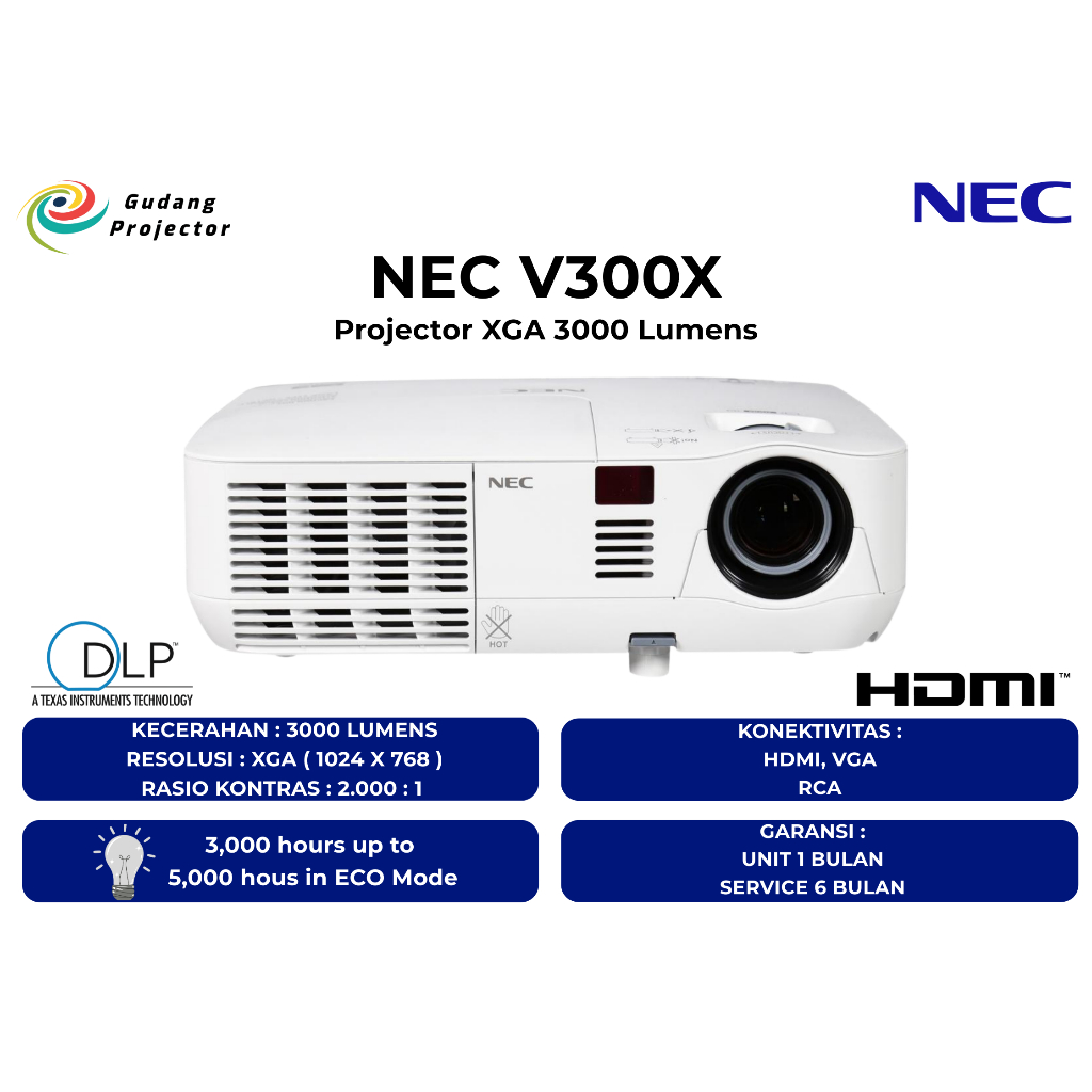 Proyektor Second NEC V300X HDMI 3000 Lumens