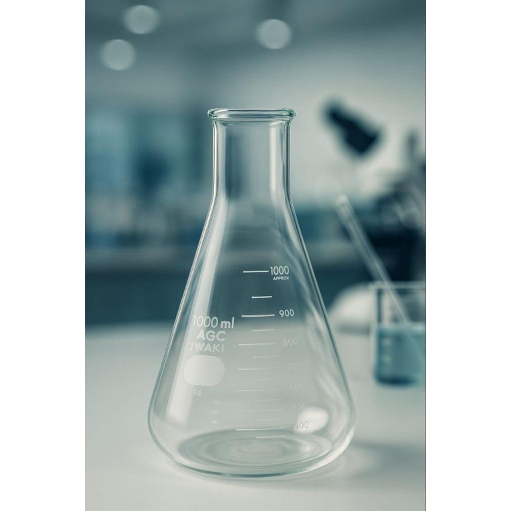 Erlenmeyer 1000 ml Gelas Laboratorium | Labu Erlenmeyer Kaca Borosilikat | Alat Laboratorium Kimia