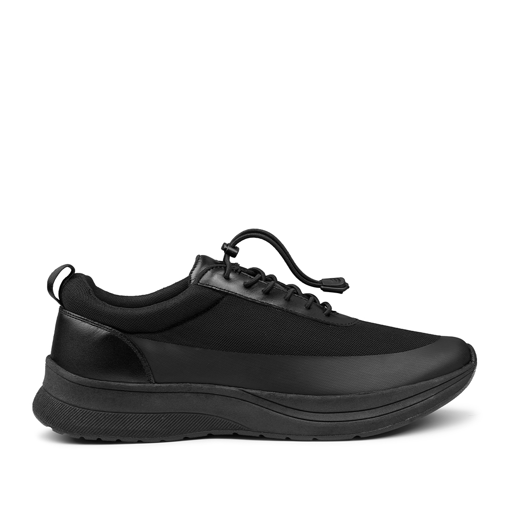 Prabu - Sepatu Kulit Sneakers Pria Riki Black Hitam