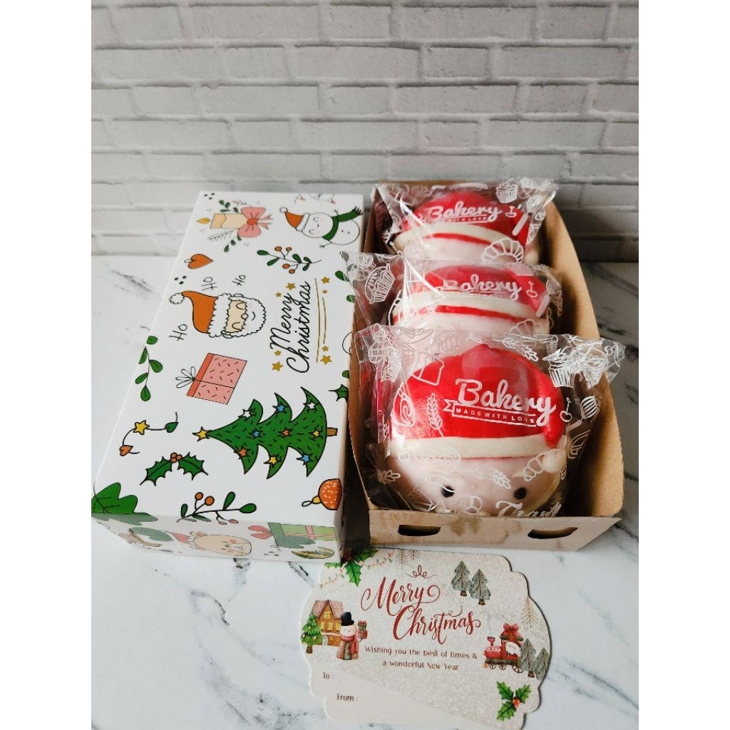 HAMPERS NATAL BAKPAO NATAL SINTERKLAS HOMEMADE TANPA PENGAWET ISI RED BEAN..1 HAMPERS ISI 3 PAO SINT