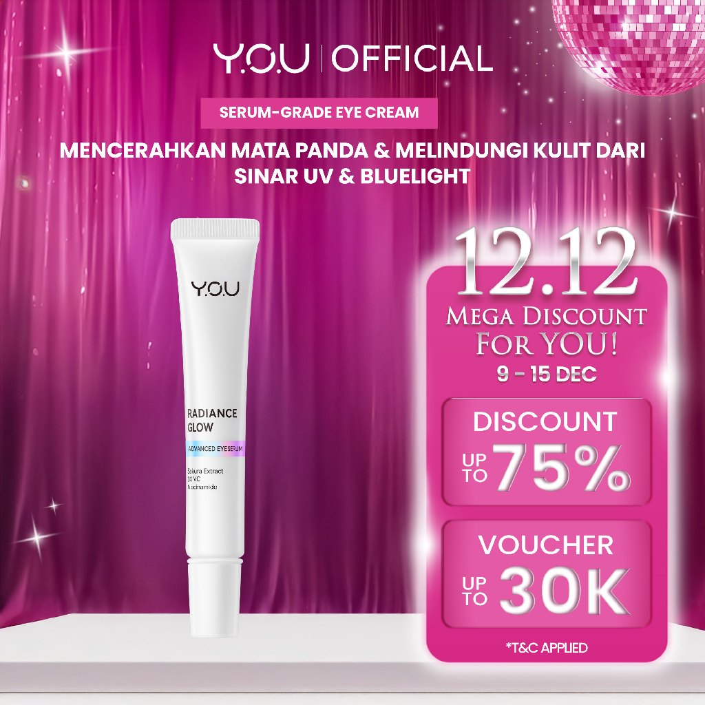 YOU Radiance Glow Advanced Eye Serum Eye Cream Mencerahkan Mata Panda dengan Sakura Extract, Niacina