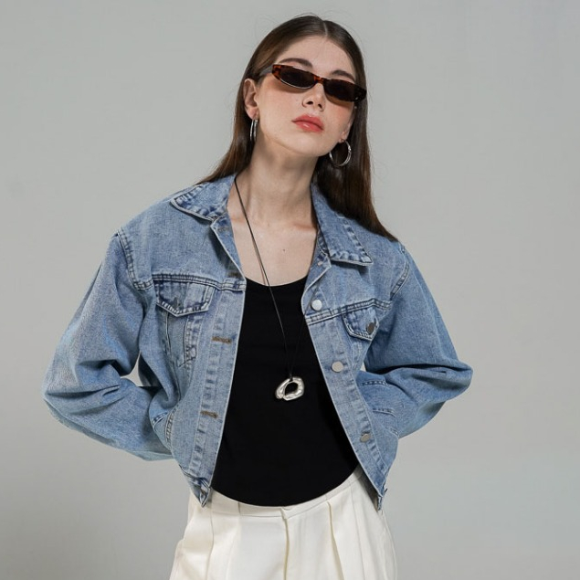 This Is April Weslie Outer Jaket Jeans Wanita Lengan Panjang Kekinian 60031300