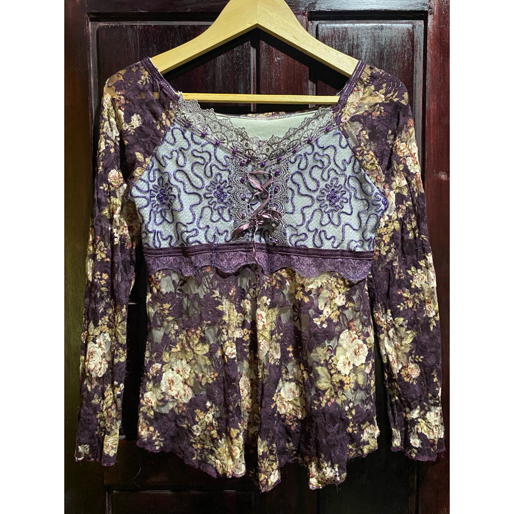 Atasan ungu renda fairy,y2k style