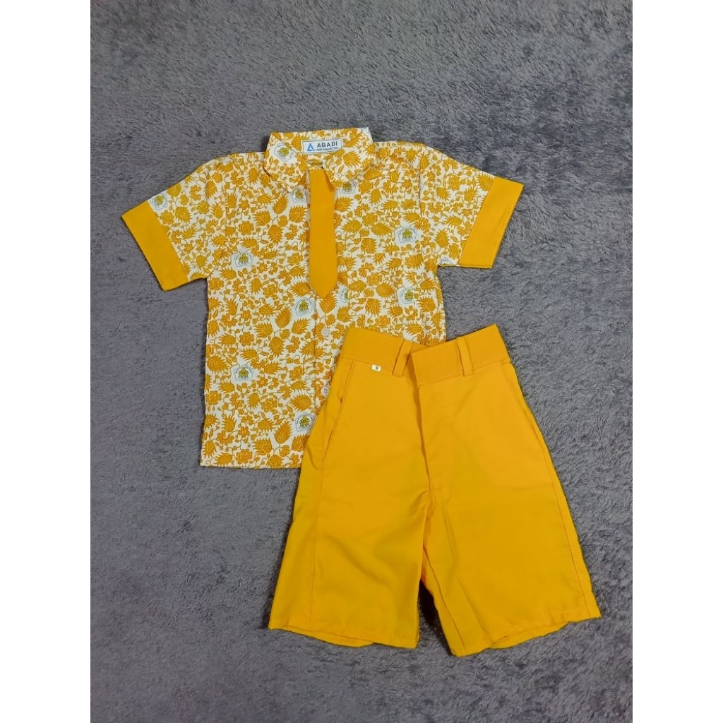 SETELAN SERAGAM BATIK PAUD KUNING ANAK LAKI-LAKI