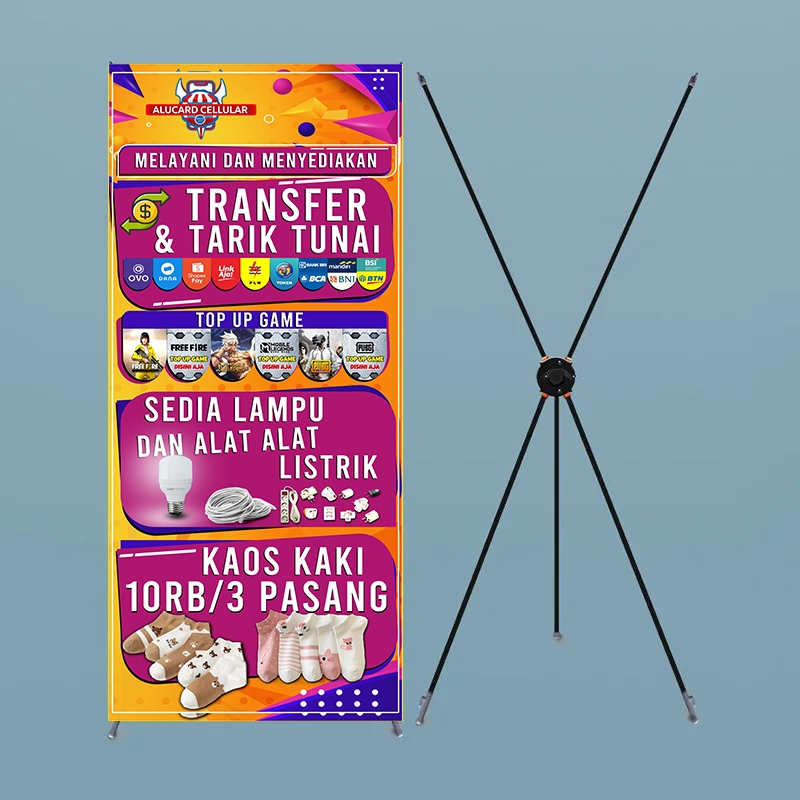 RANGKA X BANNER / X BANNER / STANDING BANNER / X BANNER 75x160cm X Banner Tripod / Standing Spanduk