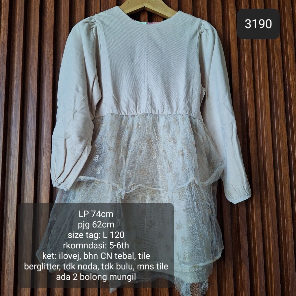 GAUN DRESS ANAK 5-6 TAHUN TUTU UMPAK BERGLITTER MURAH (3190)