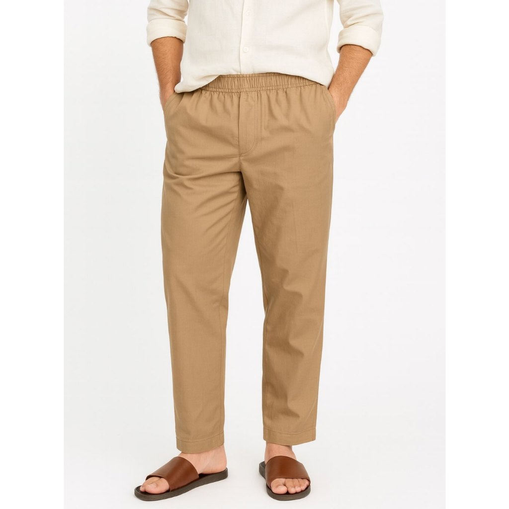 UNIQLO MEN’S SLIM RELAXED COTTON ANKLE PANTS - KHAKI (30-33)