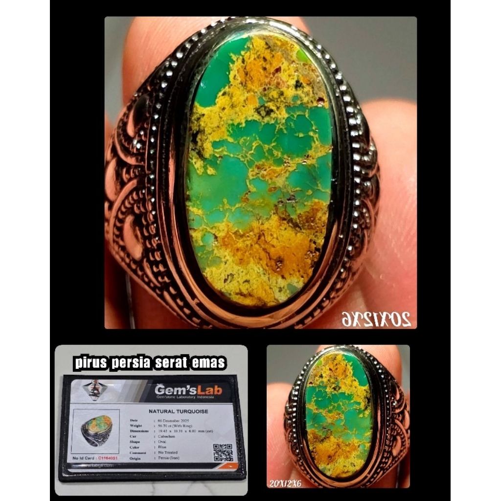 natural batu  pirus persia super urat emas kuno