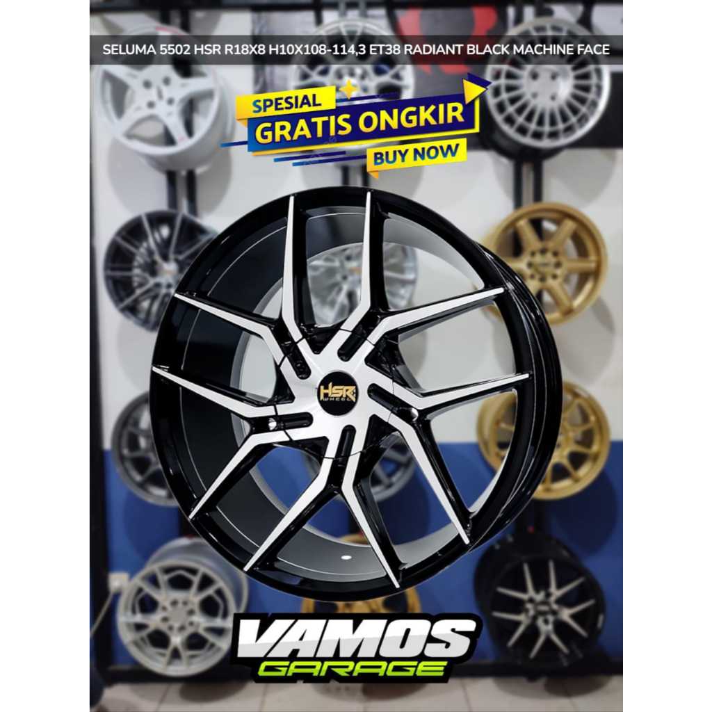 velg mobil ring 18 HSR SELUMA lebar 8 H10X108-114,3 pelek mobil untuk camry, civic, ecosport dll