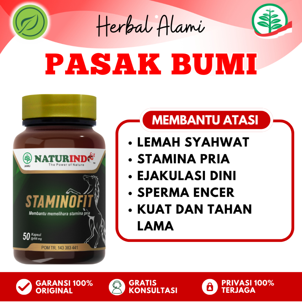 STAMINOFIT Herbal Pasak Bumi Suplemen Pria Dewasa Membantu Memelihara Stamina Pria NATURINDO