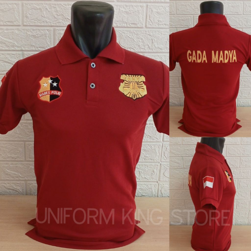 KAOS GADA MADYA MARUN FULL BORDIR - KAOS KERAH GADA MADYA BORDIR - KAOS GADA MADYA MARUN BORDIR