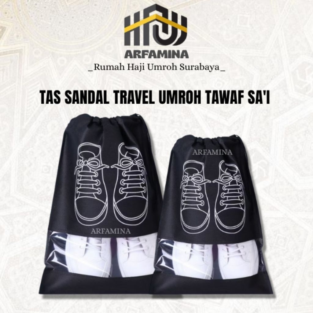 TAS SERUT SANDAL UMROH HAJI | TAS SANDAL | TAS TRAVEL HITAM UMROH HAJI | TAS SEPATU SANDAL