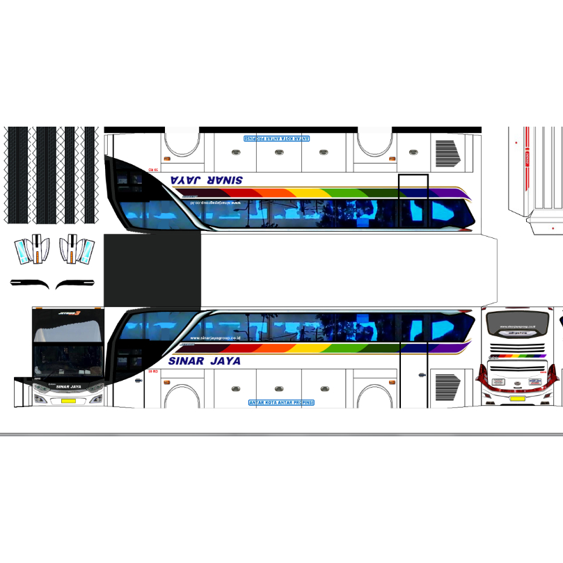 Stiker pola kertas papercraft Bus Sinar Jaya kerajinan tangan