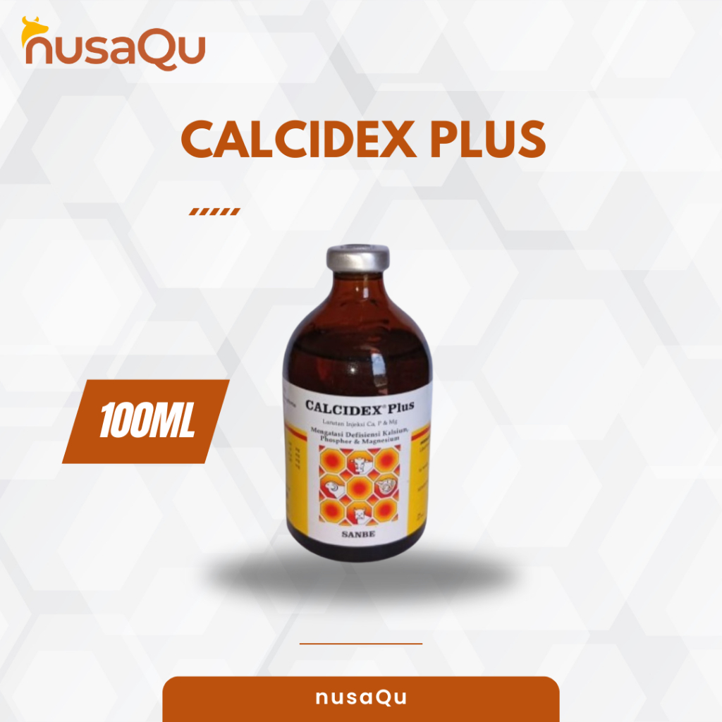 CALCIDEX PLUS Injeksi 100 ml - Obat Lumpuh Kurang Kalsium Fosfor Magnesium Pada Ternak Sapi Kambing 