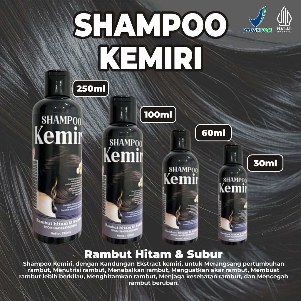 [BPOM]Shampo Kemiri Hitam | Shampo Menebalkan Rambut | Shampo Hitam Kemiri 100% ORIGINAL |  Shampo P