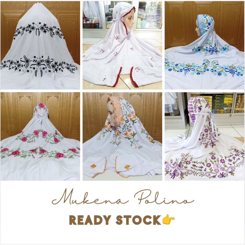 Agen grosir mukena rukuh terusan lajuran mukena polino super silk grade aaa bordir hitam grade aaa d