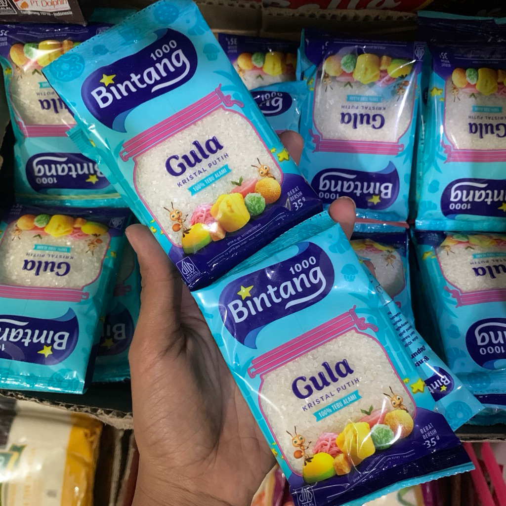 GULA PASIR MERK 1000 BINTANG RENTENG 35gram (ISI 10 SACHET)