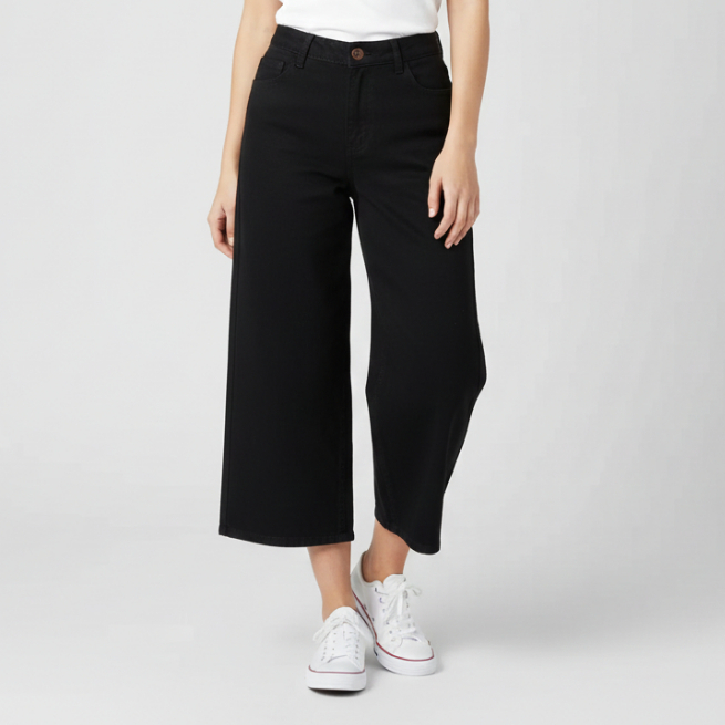 RILLEY - Celana Jeans Kulot Denim Wide Leg Bawahan Wanita